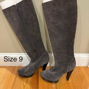 Calvin Klein Charcoal Suede Heeled Boots